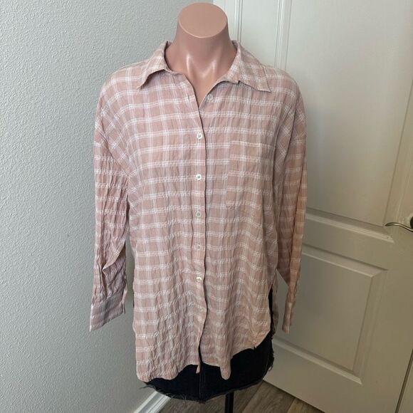 Anthropologie Tops - Maeve by Anthropologie Pink Plaid Blouse Sz S